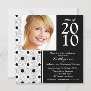 Trendy Black & White Photo Graduation Invitation