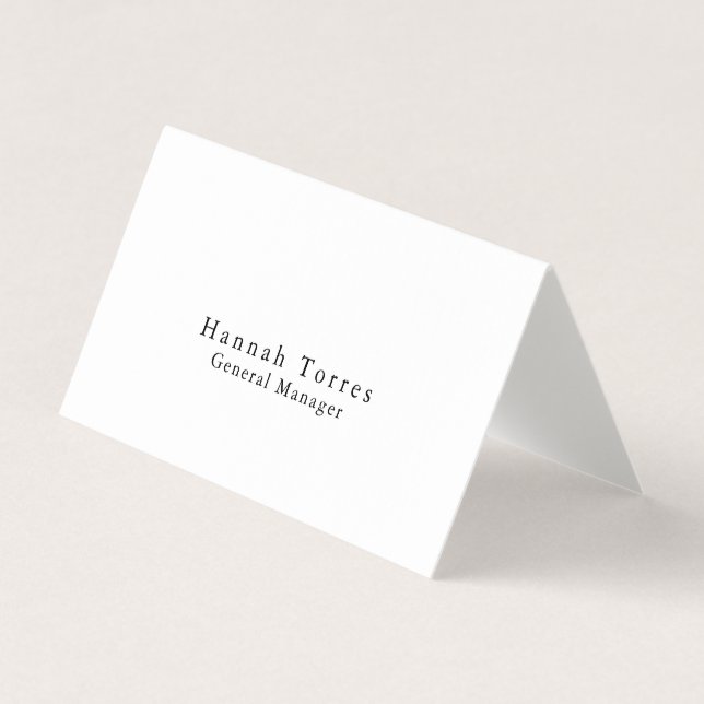 Trendy Black & White Plain Creative Modern Business Card (Front)