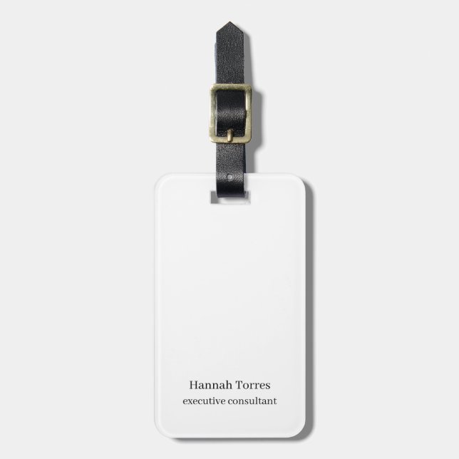 Trendy Black & White Plain Creative Modern  Luggage Tag (Front Vertical)