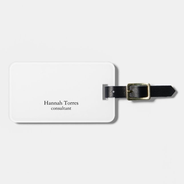 Trendy Black & White Plain Creative Modern Luggage Tag (Front Horizontal)