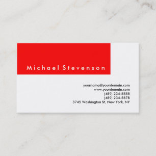 Trendy Black White Red Stripe Plain Business Card