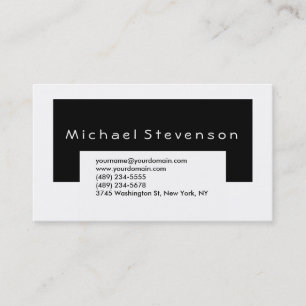 Trendy Black White Simple Plain Business Card