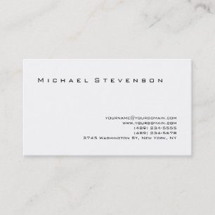 Trendy Black White Simple Plain Business Card