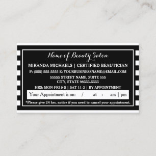 Trendy Black White Stripes Appointment Reminder Card