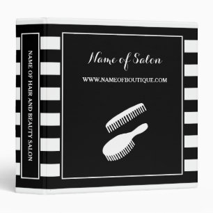 Trendy Black White Stripes Hair and Beauty Salon Binder