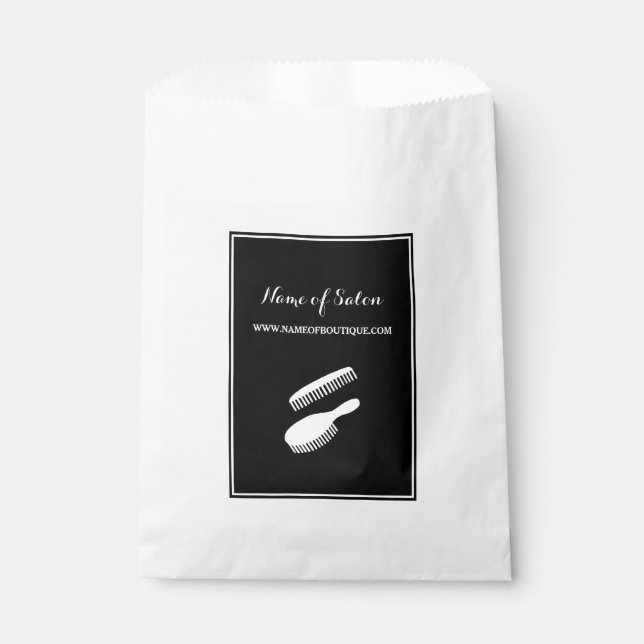 Trendy Black White Stripes Hair and Beauty Salon Favour Bag (Front)