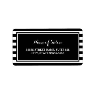 Trendy Black White Stripes Hair and Beauty Salon Label