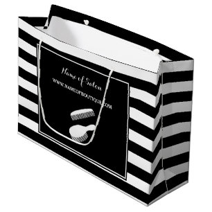 Trendy Black White Stripes Hair and Beauty Salon Large Gift Bag