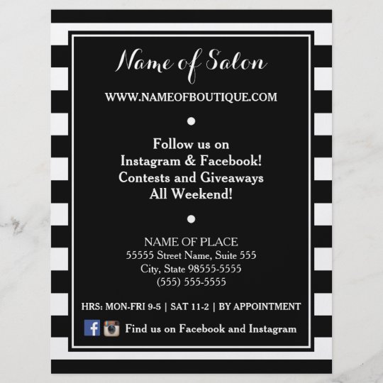 Trendy Black White Stripes Hair Salon Events Flyer Zazzle Ca