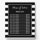 Trendy Black White Stripes Hair Salon Price List