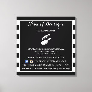 Trendy Black White Stripes Salon Information Sign