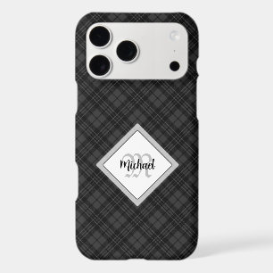Trendy Black white tartan Personalize Monogram