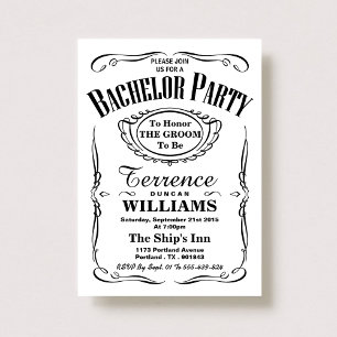 Trendy Black & White Typography Bachelor Party Invitation