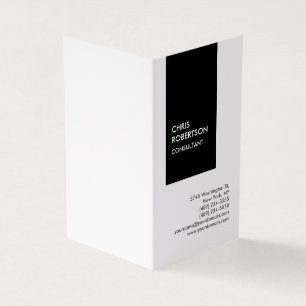 Trendy black white vertical unique business card