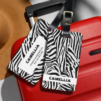 Trendy Black White Zebra Skin Modern Pattern  Luggage Tag