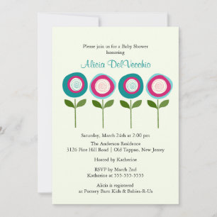 Trendy BLOOM Flowers Baby Shower Invitation