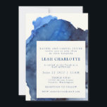 Trendy Blue Abstract Watercolor Bat Bar Mitzvah Invitation<br><div class="desc">Trendy Blue Indigo Abstract Watercolor Bat Bar Mitzvah Invitation</div>