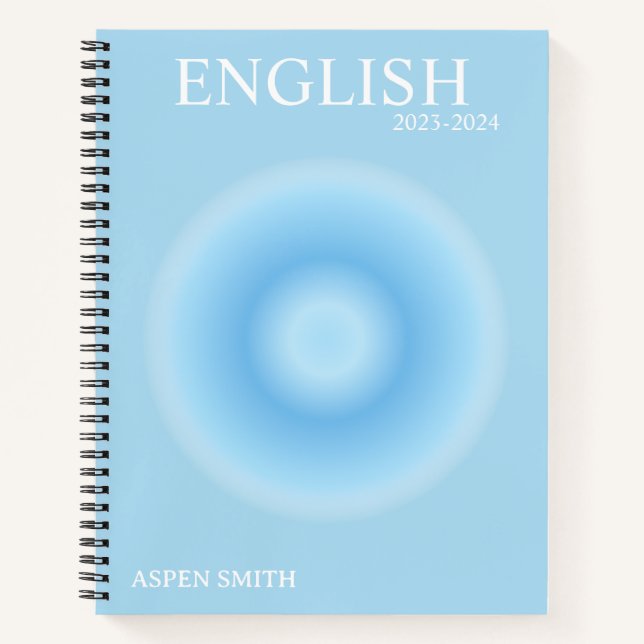 Trendy Blue Aesthetic Aura Notebook (Front)