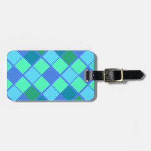 Trendy Blue and Green Diamond Pattern Luggage Tag