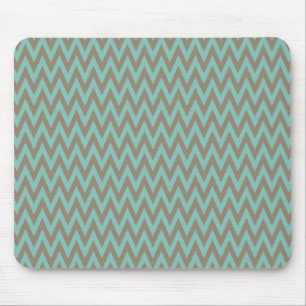 Trendy Blue and Grey Chevron Stripes Zig Zags Mouse Pad