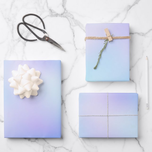 Trendy Blue and Purple Abstract Unicorn Gradient Wrapping Paper Sheet (Front)