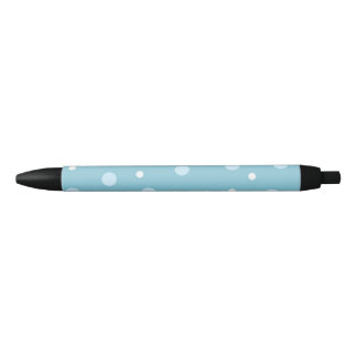 Trendy Blue and White Dots Black Ink Pen
