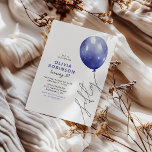 Trendy Blue Balloon 50th Birthday Invitation<br><div class="desc">Embrace the 50th chapter of your life with our stylish and unique birthday invitations. With chic typography and a 'fifty' balloon string over a white background,  our invites are sure to set the tone for a birthday party that will be remembered for years to come.</div>
