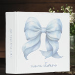 Trendy Blue Bow Personalized With Name Monogram Binder<br><div class="desc">Organize your life with elegance using our Trendy Dusty Blue Bow Personalized 3-Ring Binder, the perfect accessory for those who appreciate a preppy coquette style. The binder showcases a beautifully illustrated watercolor bow, paired with a personalized monogram that adds a touch of individuality. This design captures the essence of grandmillennial...</div>