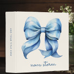 Trendy Blue Bow Personalized With Name Monogram Binder<br><div class="desc">Add a touch of elegance and charm to your organization with our Trendy Blue Bow Personalized 3-Ring Binder. Featuring a beautifully crafted watercolor bow, this binder is designed with a trendy coquette aesthetic that perfectly blends vintage and modern styles. The personalized name monogram adds a unique and thoughtful touch, making...</div>