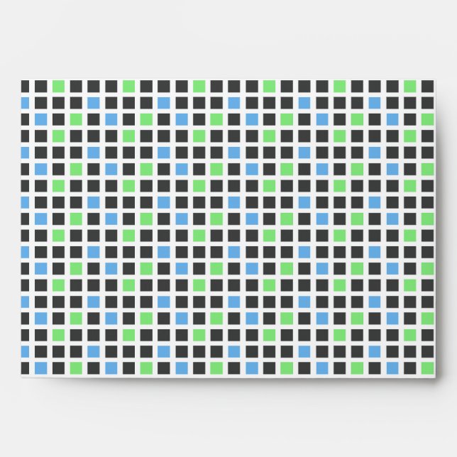 Trendy Blue Brown Box Heart Envelope Blue Brown (Front)