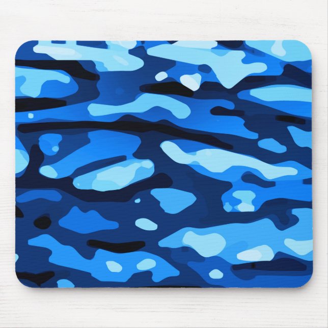 Trendy Blue Camo Abstract Pattern Mouse Pad (Front)