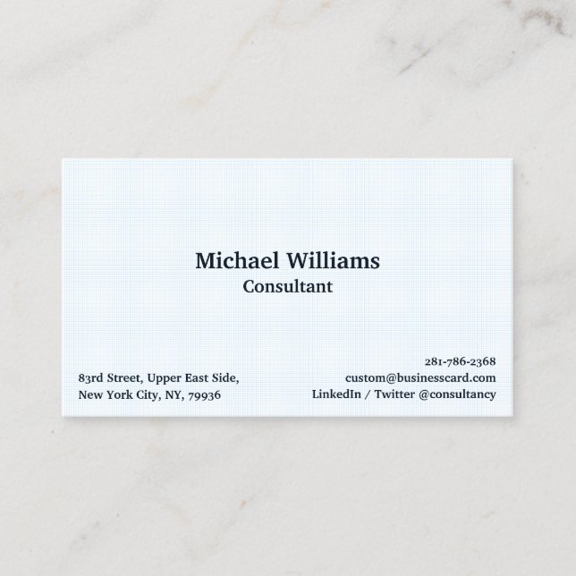 Trendy Blue Chequered Pattern Modern Professional Business Card (Front)