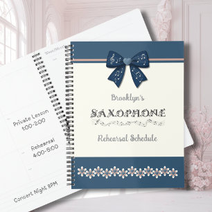 Trendy Blue Coquette Bow Saxophone Music Planner