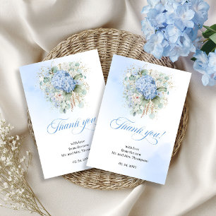 Trendy Blue Floral Eucalyptus Wedding thank you Card