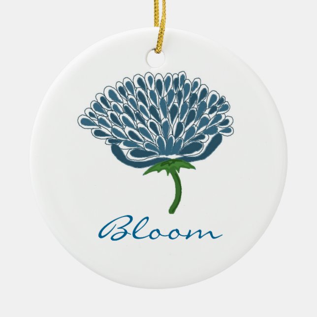 Trendy Blue Flower Ceramic Ornament (Front)