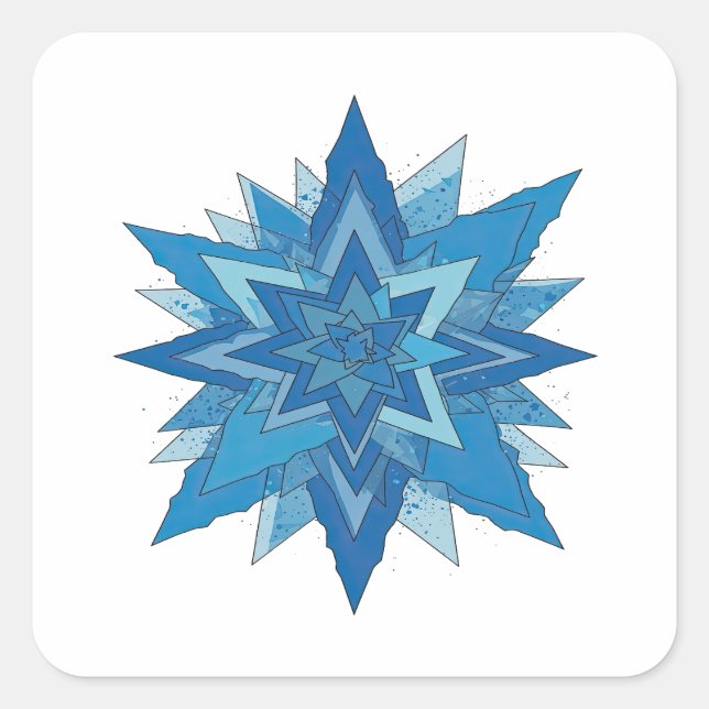 Trendy Blue FROZEN Vinyl Style Square Sticker (Front)