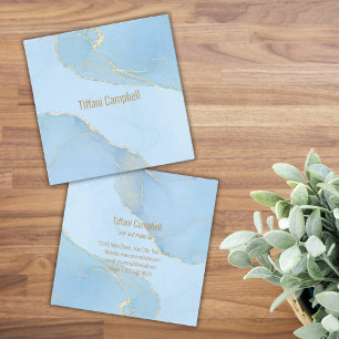 Trendy Blue Glitter Hair and Make up Artist Busine Square Business Card