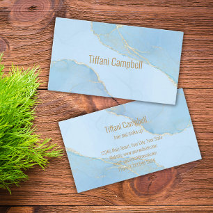 Trendy Blue Glitter Hair and Make up Artist Business Card