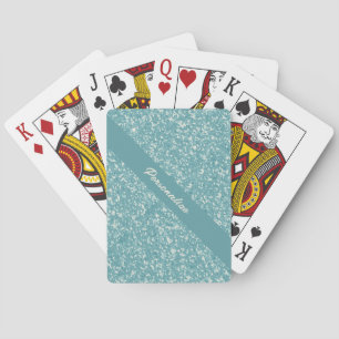 Trendy Blue Glitter Personalized Stylish Chic Playing Cards