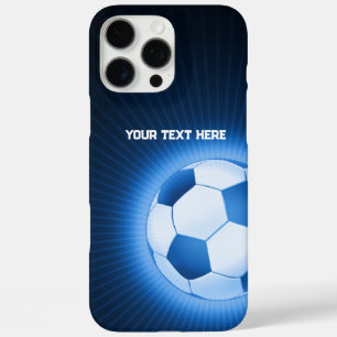 Trendy Blue Glowing Soccer Best Sport Gifts iPhone 16 Pro Max Case