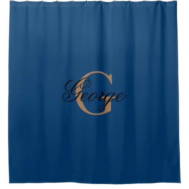 Trendy Blue Gold Stylish Monogram Modern (Front)