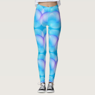 Trendy Blue Gradient Soap Bubbles Pattern Legg Leggings