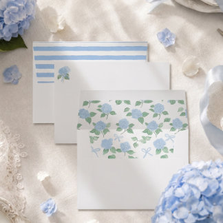 Trendy Blue Hydrangea and Bows Envelope