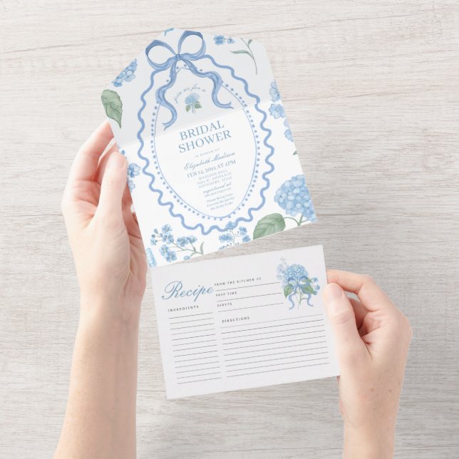 Trendy Blue Hydrangea Bridal Shower All In One Invitation (Tearaway)