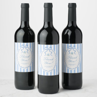 Trendy Blue Hydrangea Bridal Shower Wine Label