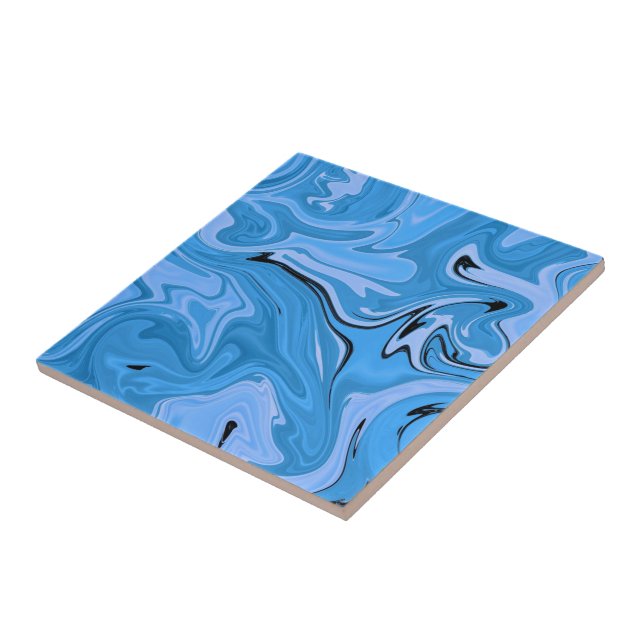 Trendy Blue Marble Stone - Abstract Texture Tile (Side)