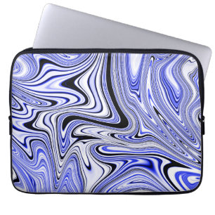 Trendy Blue Marble Swirl Pattern Laptop Sleeve