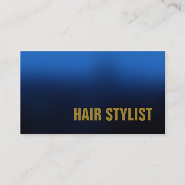 Trendy Blue Modern Hair Stylist Business Card (Front)
