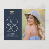trendy blue nursing school graduation announcement