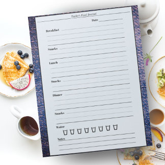 Trendy Blue Pink Food Journal Daily Meal Diary Notepad